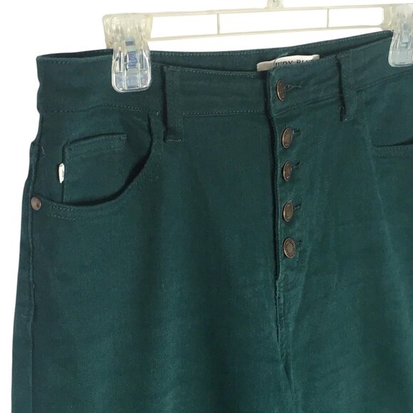 Judy Blue Jeans Womens 13/31 Green Wide Leg Crop Button Fly Raw Hem JB88104 - Picture 3 of 16